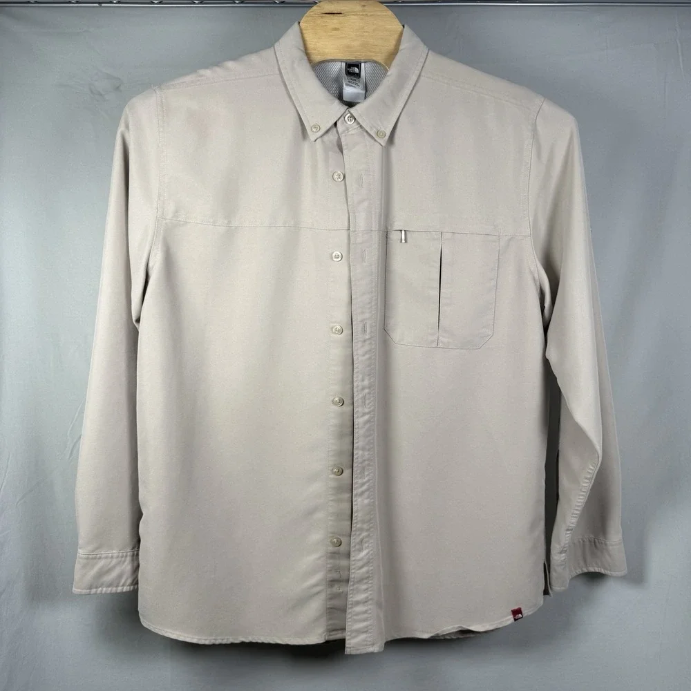 The North Face Men A5 LONG SLEEVE Beige BUTTON DOWN‎ SHIRT SIZE XL UPF
